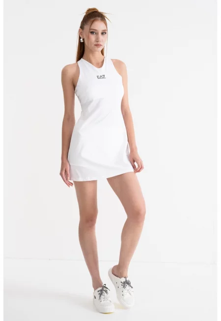 Къса тенис рокля с шпиц и шорти - Бял