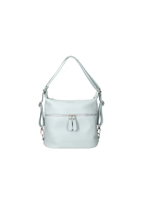 Конвертируема кожена чанта - Пастелносин