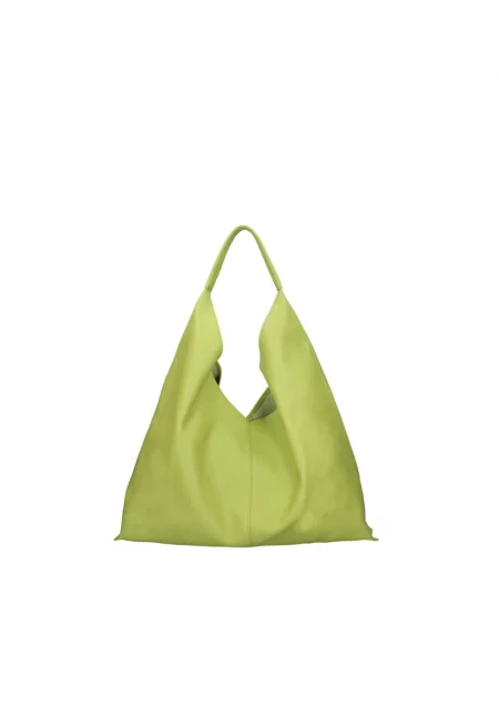 Кожена чанта Хобо с отделяща се чанта - Зелен