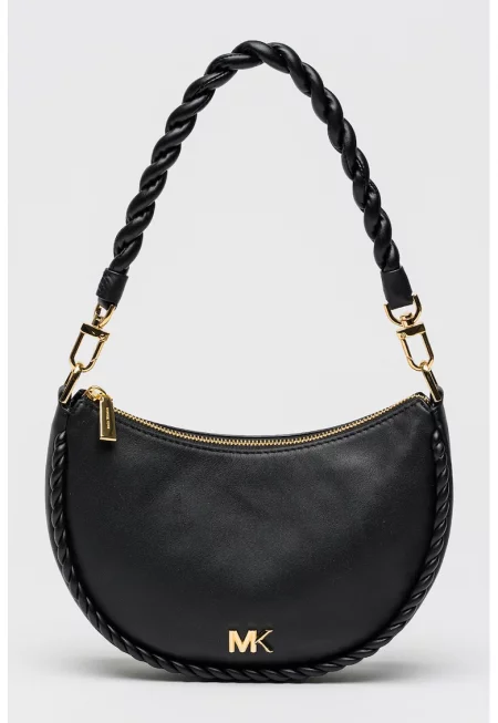 Кожена чанта през рамо Kyla със сплетен детайл