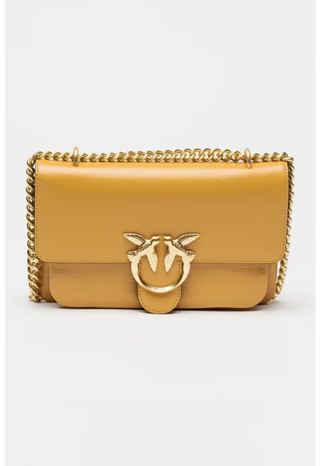 Кожена чанта през рамо с презрамка тип верижка