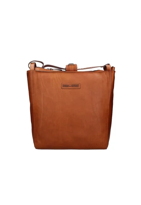 Кожена чанта с отделяща се презрамка - Кафяв