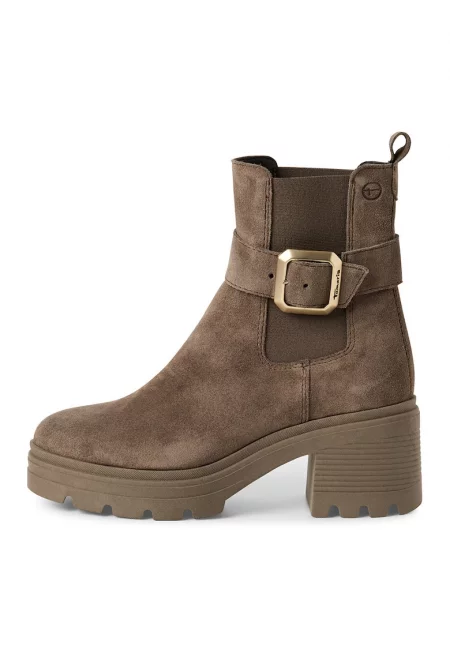 Кожени боти с панделка