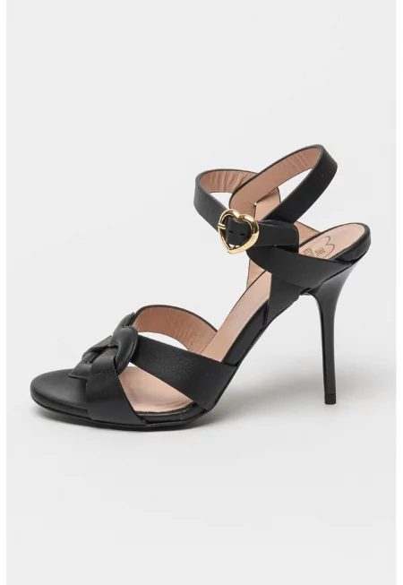 Кожени сандали стилето - Черен