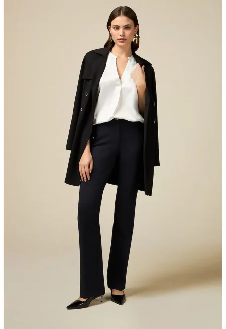 Леко разкроен панталон - Черен