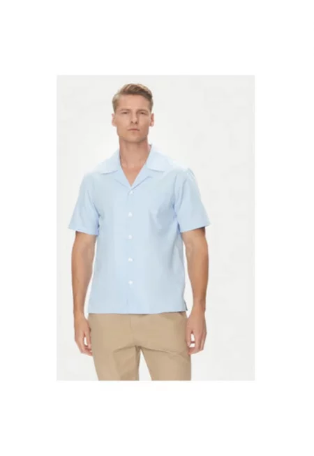 Мъжка риза  631372W - Памук - Светлосин - Светлосин