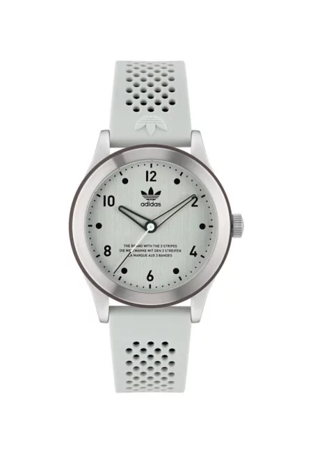 Мъжки часовник  CODE THREE - сребрист - силиконова каишка - 40x10.2mm