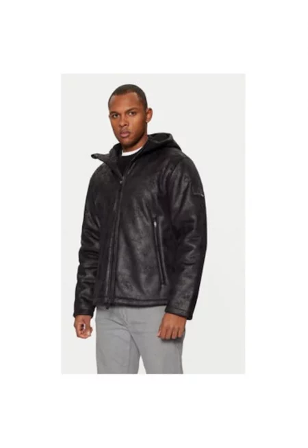 Мъжко яке - Emporio Armani  304212055 - Екокожа - Черно