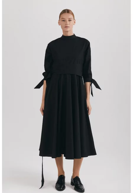 Миди рокля Audrey от органичен памук - Черен