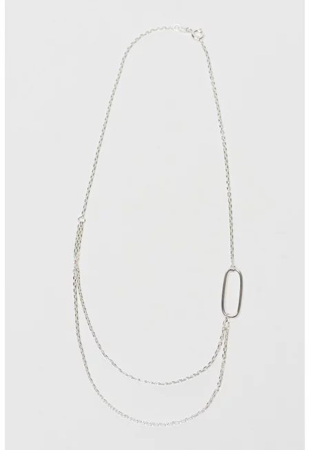 Многоредно колие от стерлингово сребро - Сребрист