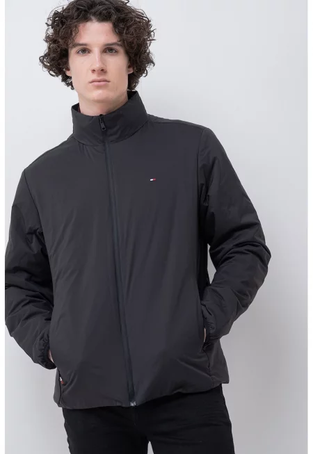 Непромокаемо яке със средновисока яка - Черен