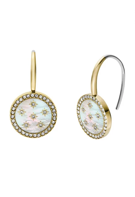 Обеци със седеф и винтчета - Златист