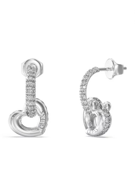 Обеци тип халки с кристали - Сребрист