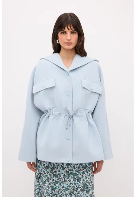 Палто с качулка и връзка