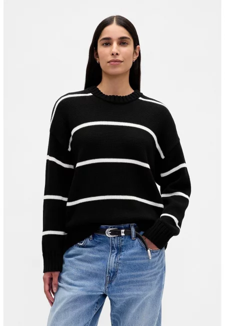 Памучен пуловер с паднали ръкави