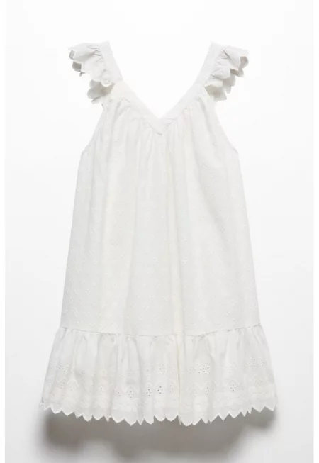 Памучна рокля без ръкави с бродерия