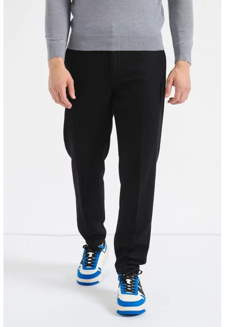 Панталон с необработена вълна - Черен