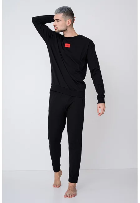 Пижама с памук и лого - Черен