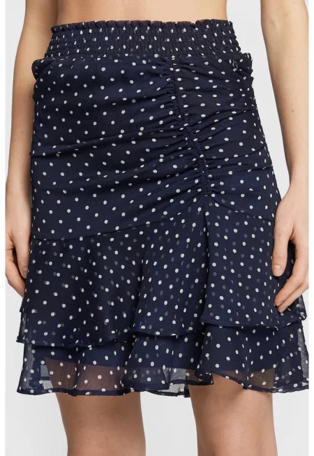 Пола  от шифон с волани в долната част - тъмносин