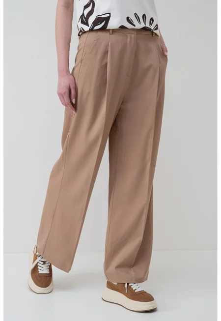 Прав панталон с висока талия - Камел