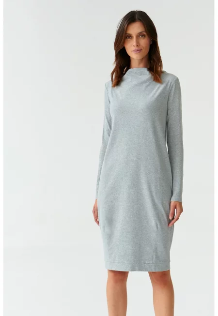 Права рокля Awerika с деколте тип лодка - Сив