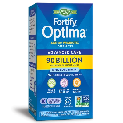 Пробиотик + пребиотици 50+ специална грижа - Fortify Optima Probiotic 50+ Advanced Care, 90 млрд. активни пробиотици, 30 капсули
