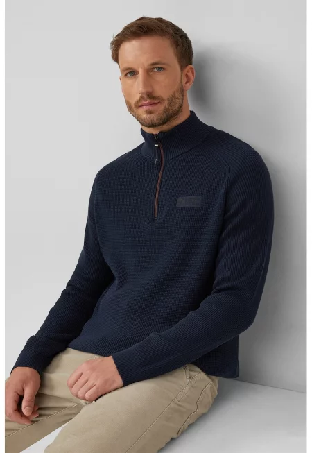 Пуловер с контрастен цип