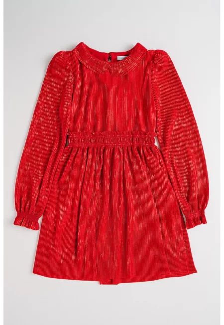 Разкроена рокля с яка Peter Pan - Аленочервен