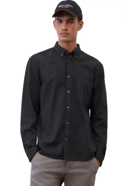 Риза Marc O'Polo B21 7242 42414 Черна стандартна кройка - памук