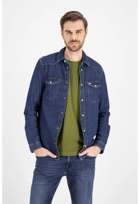 Риза от органичен памук с капси - Тъмносин