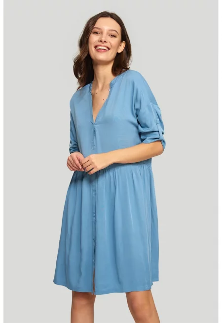 Рокля с лиосел с навити маншети