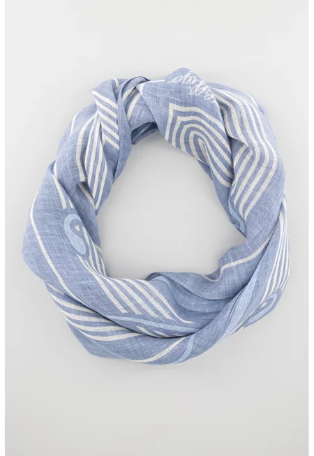 Шал от модал с лого - Тъмносин/Мръснобял