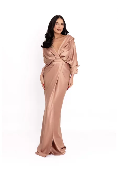 Шпиц рокля с драперии - Прашно розово