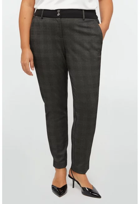 Слим панталон с висока талия - Черен