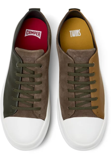 Спортни обувки Chasis Twins от набук - Кафяв/Каки