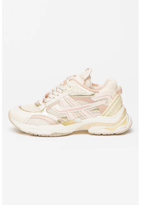 Спортни обувки Race с еко кожа - Златист/Слонова кост/Пастелнорозов