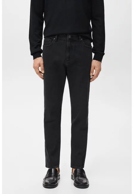 Стеснени дънки с джобове - Избеляло черно