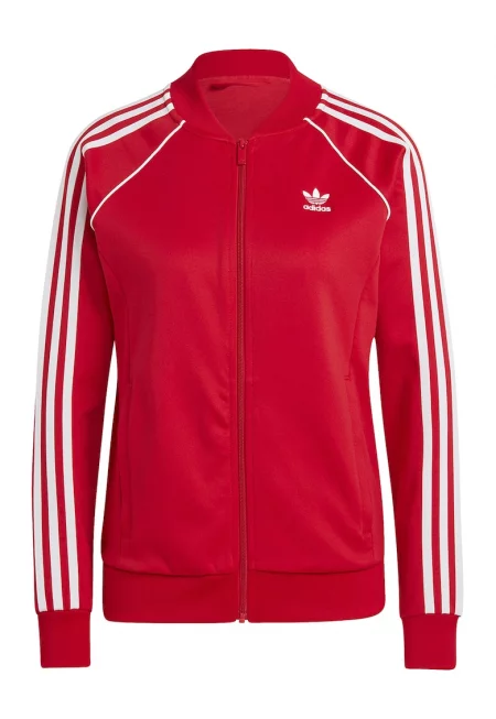 Суитшърт Adicolor Classics с цип - Бял/Аленочервен