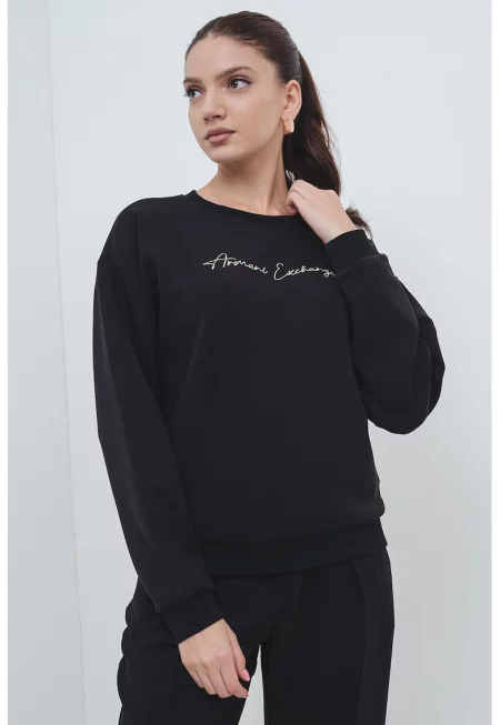 Суитшърт с овално деколте - Златист/Черен