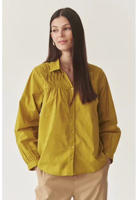 Свободна памучна тениска - Синапено жълто