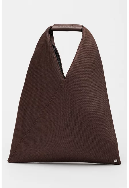 Текстилна ръчна чанта с капси - Тъмнокафяв