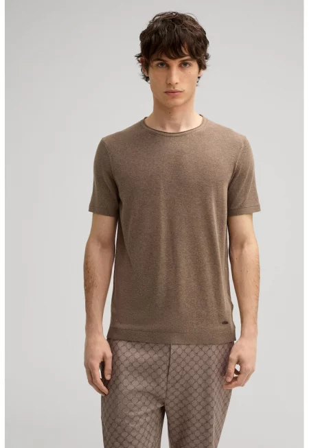 Тениска Regular Fit с кръгло деколте 30045850 - Кафяв