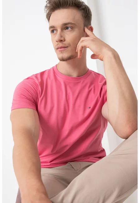 Тениска с памук с овално деколте