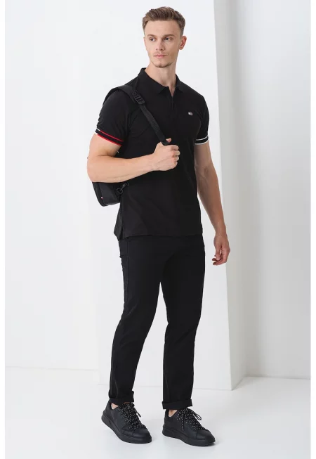 Тениска с яка - Червен/Черен/Бял