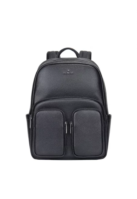 Унисекс кожена раница с отделение за лаптоп - Черен