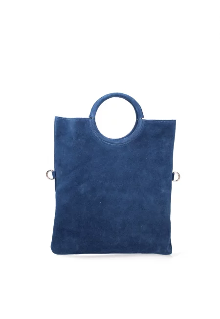 Велурена чанта Zelia с отделящ се вътрешен несесер - Тъмносин