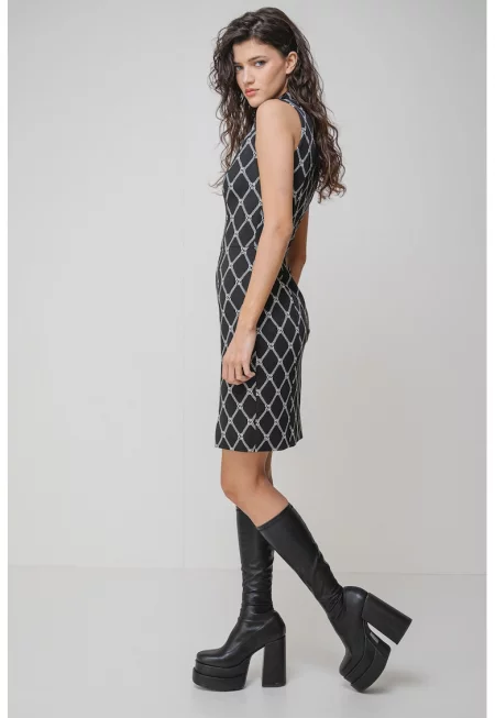 Вталена рокля Kaferide - Черен/Мръснобял