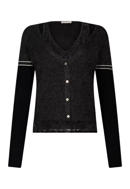 Жилетка с дизайн 2в1 - Черен