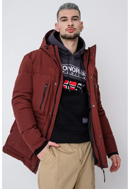 Зимно яке Albert с вата и качулка - Коняк кафяв