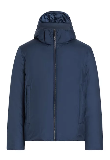 Зимно яке с цип и качулка - Тъмносин